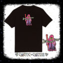 Alien Wizard Sage Unisex Embroidered T-shirt - Design 1 in pink- kids non smoking - Cosmic-Corner.com