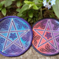 Mystic Pentacle Embroidered Patch Purple, Red & Blue Theme – Cosmic-Corner.com