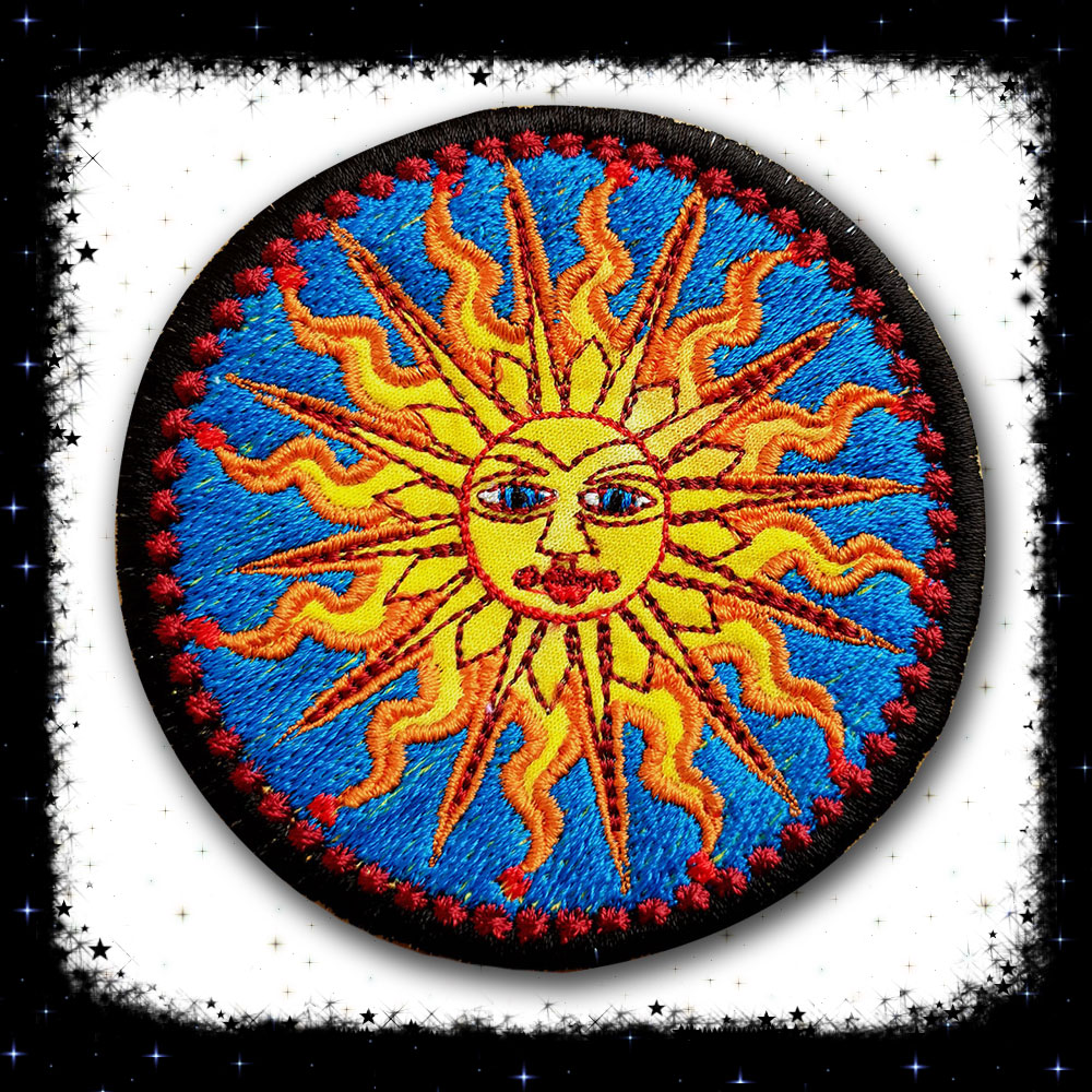 Sun Embroidered sew/iron-on patch Sunny Pagan Hippy Solar Sol Applique Patches