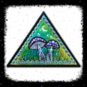 Fly Agaric Triangle Trippy Toadstool Embroidered sew/iron-on patch - Sunny or Night Sky UV Bright Glowy by Cosmic-Corner.com