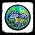 Fly Agaric Round Trippy Toadstool Embroidered sew/iron-on patch - Sunny or Night Sky UV Bright Glowy by Cosmic-Corner.com