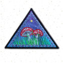 Fly Agaric Triangle Trippy Toadstool Embroidered sew/iron-on patch - Sunny or Night Sky UV Bright Glowy by Cosmic-Corner.com