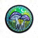 Fly Agaric Round Trippy Toadstool Embroidered sew/iron-on patch - Sunny or Night Sky UV Bright Glowy by Cosmic-Corner.com