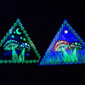 Fly Agaric Triangle Trippy Toadstool Embroidered sew/iron-on patch - Sunny or Night Sky UV Bright Glowy by Cosmic-Corner.com