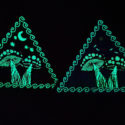 Fly Agaric Triangle Trippy Toadstool Embroidered sew/iron-on patch - Sunny or Night Sky UV Bright Glowy by Cosmic-Corner.com