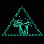 Fly Agaric Triangle Trippy Toadstool Embroidered T-shirt - Sunny or Night Sky UV Bright Glowy by Cosmic-Corner.com