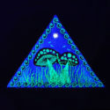 Fly Agaric Triangle Trippy Toadstool Embroidered sew/iron-on patch - Sunny or Night Sky UV Bright Glowy by Cosmic-Corner.com