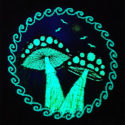 Fly Agaric Round Trippy Toadstool Embroidered sew/iron-on patch - Sunny or Night Sky UV Bright Glowy by Cosmic-Corner.com