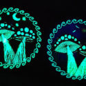 Fly Agaric Round Trippy Toadstool Embroidered sew/iron-on patch - Sunny or Night Sky UV Bright Glowy by Cosmic-Corner.com