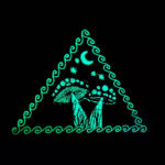 Fly Agaric Triangle Trippy Toadstool Embroidered T-shirt - Sunny or Night Sky UV Bright Glowy by Cosmic-Corner.com