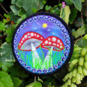 Fly Agaric Round Trippy Toadstool Embroidered sew/iron-on patch - Sunny or Night Sky UV Bright Glowy by Cosmic-Corner.com