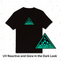 Magic UV Night Mushroom Round Embroidered T-shirt - Cosmic-Corner.com