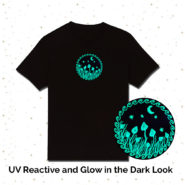 Magic UV Night Mushroom Round Embroidered T-shirt - Cosmic-Corner.com