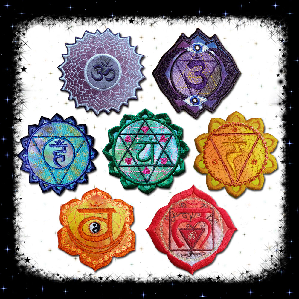 Set Of Seven Chakra Embroidered Patches By Cosmic-Corner.com