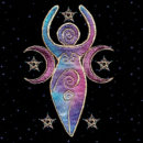 Sacred Moon Goddess Embroidered T-shirt by Cosmic-Corner.com