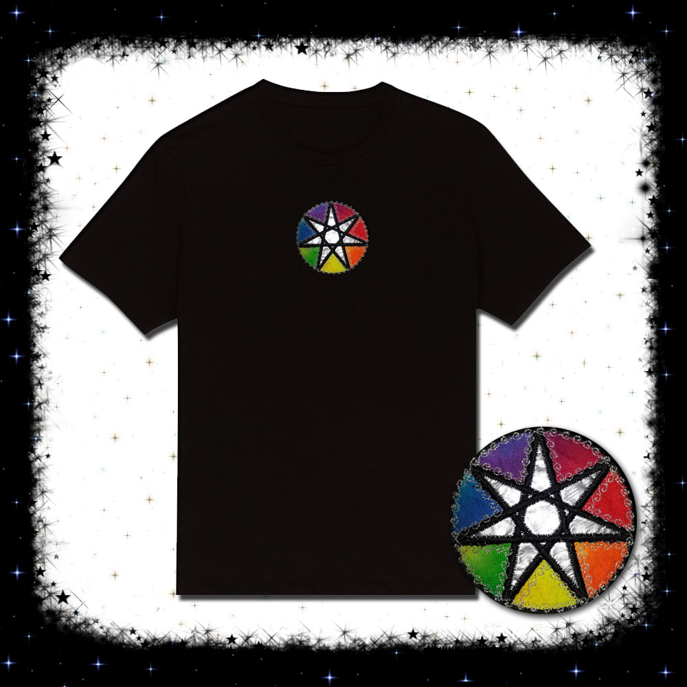 Seven Pointed Faery Star Embroidered Unisex T-shirt by Cosmic-Corner.com