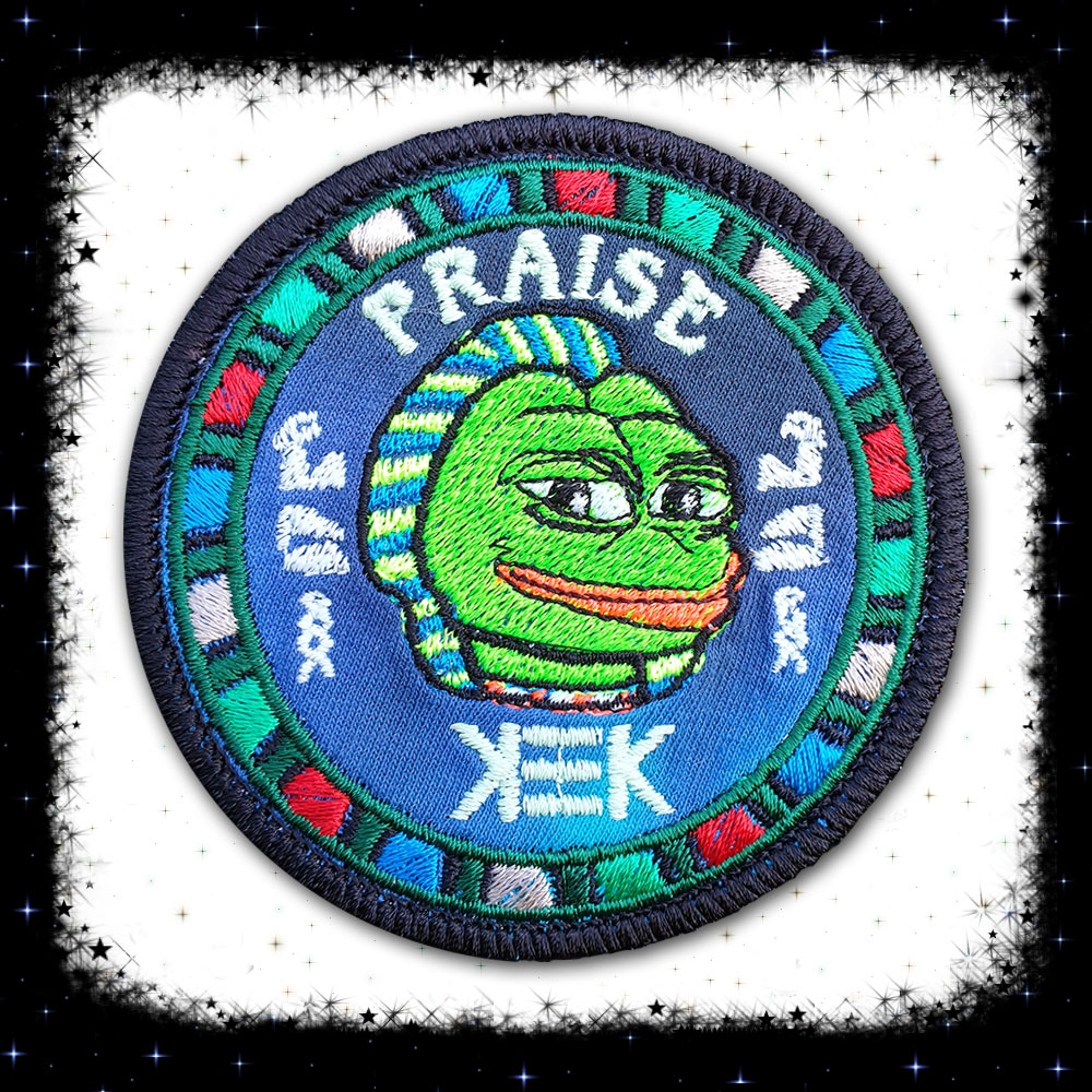 Praise Kek Embroidered Applique sew/iron-on patch - Cosmic-Corner