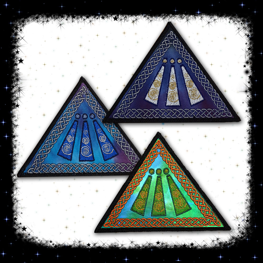 Druid Awen Triangular Embroidered sew/iron-on patch by Cosmic-Corner